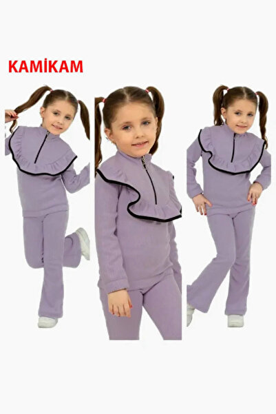 KAMİKAM Costum pentru fetiță cu jumătate de fermoar și volane - Raport Raster...