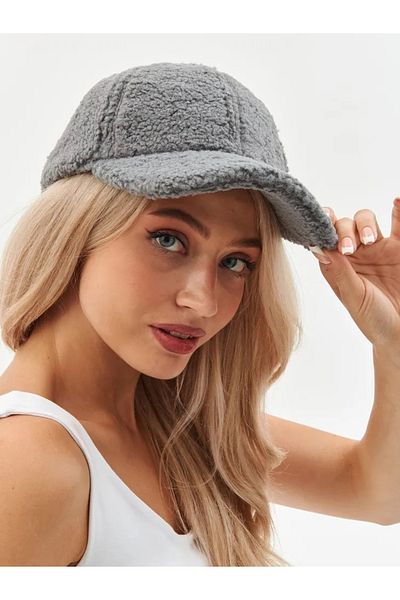 derikem Gray Women's Winter Merino Curly Plush Hat