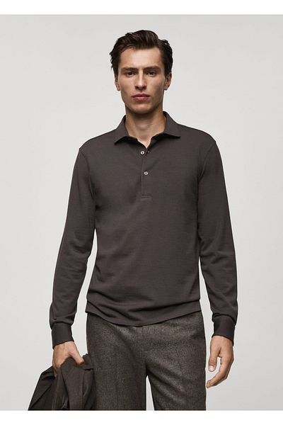 MANGO Man Slim Fit Stretch Wool Polo Shirt