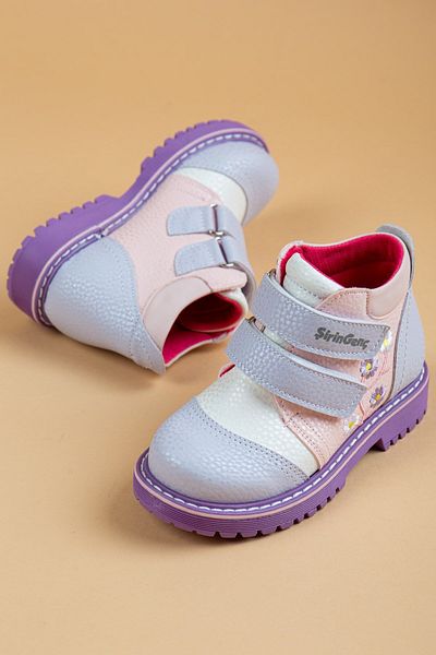 Dilimler Ayakkabı Χαριτωμένα Baby Orthopedic Velcro Λευκά Λιλά Κοριτσίστικα Μποτάκια
