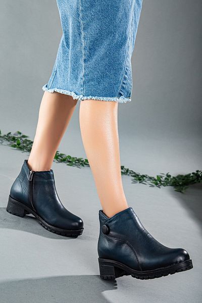 Dilimler Ayakkabı Γυναικείες μπότες από γνήσιο δέρμα Navy Blue