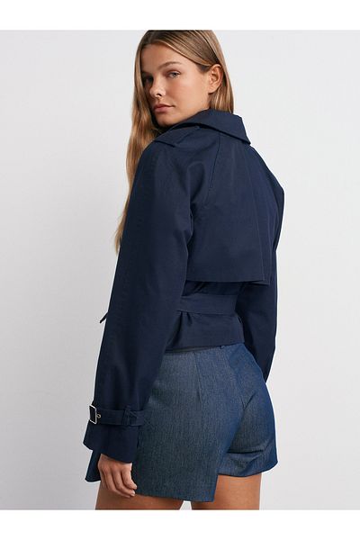 Dilvin 80843 Model - Fusta scurtă cu curea dublă bleumarin
