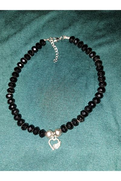 KUPEX 28 cm Black Crystal Choker Necklace