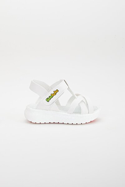Dilimler Ayakkabı White Baby Girl and Children's Sandals with Orthopedic Face Poles and Cross Straps - Şirinbebe Şiringenç
