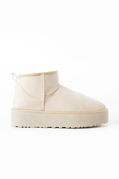 ZABEXIA Μίνι μπεζ Suede Γυναικείες Μπότες με Παχιά Σόλα με Γούνα Εσωτερικά