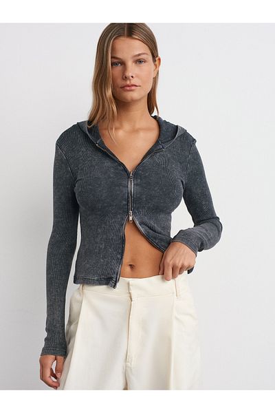 Dilvin 31265 Washing Effect Hooded Ball-Anthracite