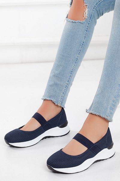 Dilimler Ayakkabı Bandana Detailed Navy Blue Anorak Women's Sports Shoes