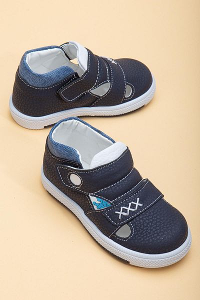 Dilimler Ayakkabı Şirinbebe Şiringenç Stitching Detailed Two Velcro Navy Blue Men's İlkadım Baby Kids Shoes