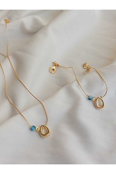 bijoux uniques O Letter Evil Eye Bead Detailed Gold Non-Tarnish Coated Neckla...