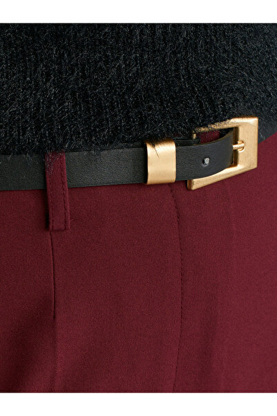 Dilvin 71293 Kemerli Yüksek Bel Pantolon-Bordo