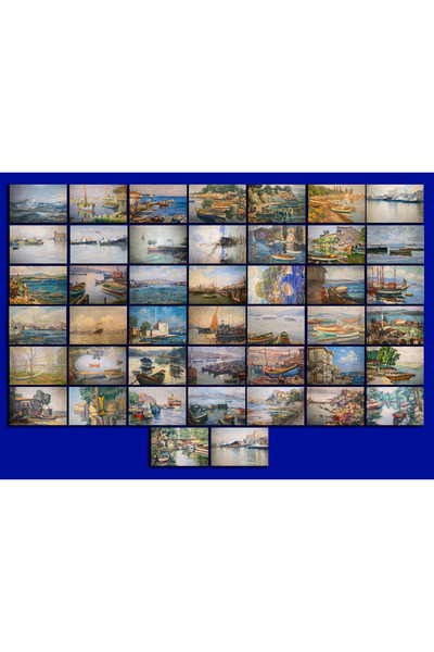 TELLGRAF Türk Ressamlarından Deniz Temalı Kartpostal Seti (10x15 cm 44 Adet)