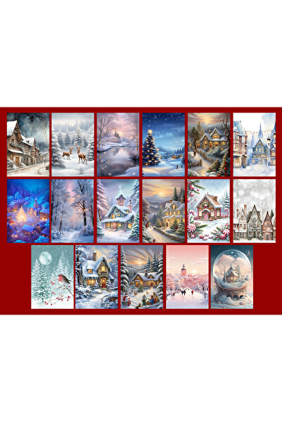 TELLGRAF Kış - Yılbaşı Temalı Kartpostal Seti (10x15 cm 17 Adet)