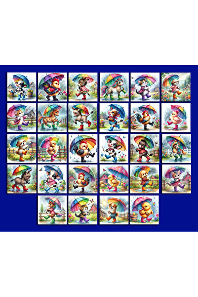 TELLGRAF طقم بطاقات بريدية بتصميم حيوانات لطيفة (10x10 سم 28 قطعة)