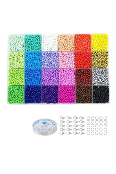 SESİKA HOBİ 24lü Kutu İçinde Kum Boncuk Hobi Seti Takı Yapma Seti