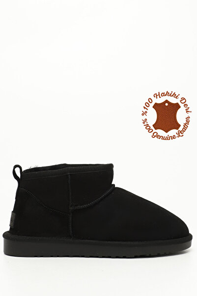 GÖNDERİ(R) Cizme de damă din nubuc negru mini din piele naturală