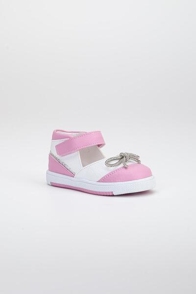 Dilimler Ayakkabı Şirinbebe Velcro Stoned Pink Girl İlkadım Baby Shoes