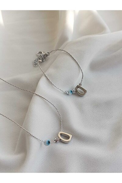 bijoux uniques طقم قلادة وسوار مطلي بتفاصيل عين الشر على شكل حرف D
