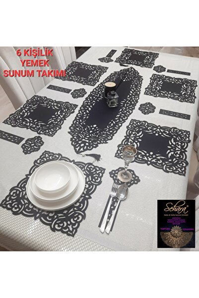 SEHARA 19 bucăți din piele artificială - 1 alergător, 6 servire, 6 suporturi ...