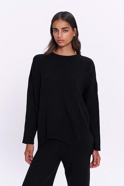 Quzu Black Knitwear Pants and Top Set