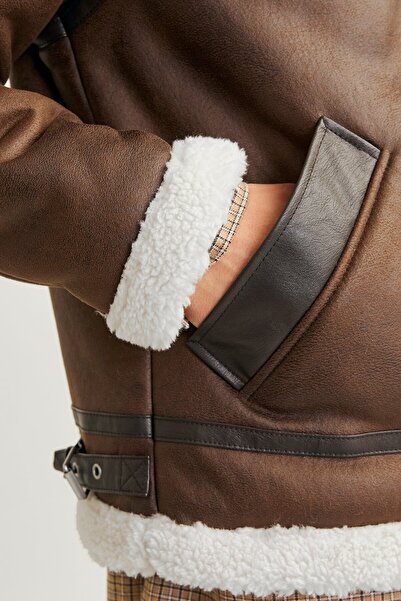 Jack & Jones Jorcole Aviator Jacket Ανδρικό δερμάτινο μπουφάν Shearling