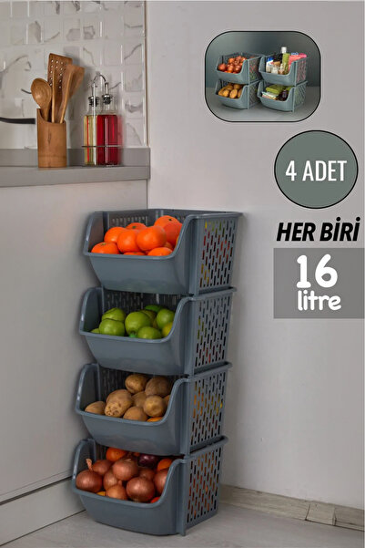 Mutfak Köşesi 4 Katlı Patates & Soğanlık, Katlı Sebzelik, Büyük Düzenleyici, ...