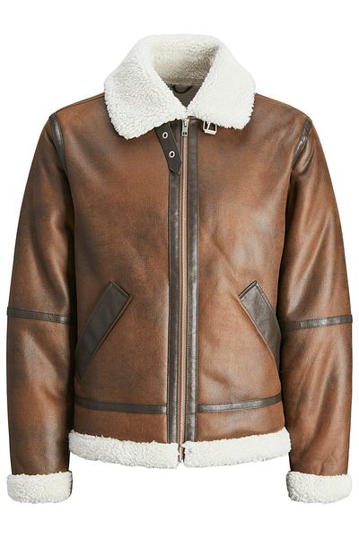 Jack & Jones Jorcole Aviator Jacket Ανδρικό δερμάτινο μπουφάν Shearling