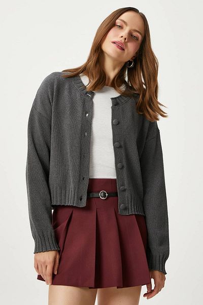 Ritnice Women's Calm Anthracite Basic Knitwear Cardigan