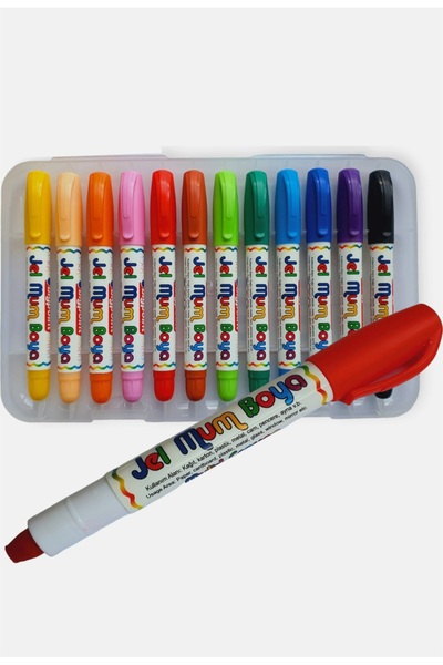 Polin Çevirmeli Silinebilir Jel Mum Boya 12 Renk Plastik Çantalı