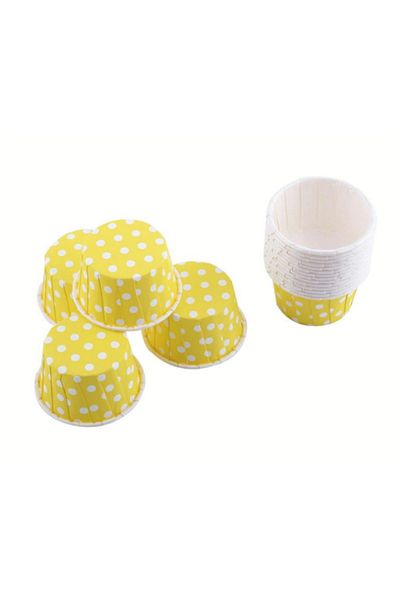 EFE PASTACILIK Yellow Polka Dot Muffin Paper Capsules 25 Pieces 50x39 Mm
