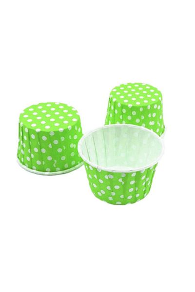 EFE PASTACILIK Green Polka Dot Muffin Paper Capsules 25 Pieces 50x39 Mm