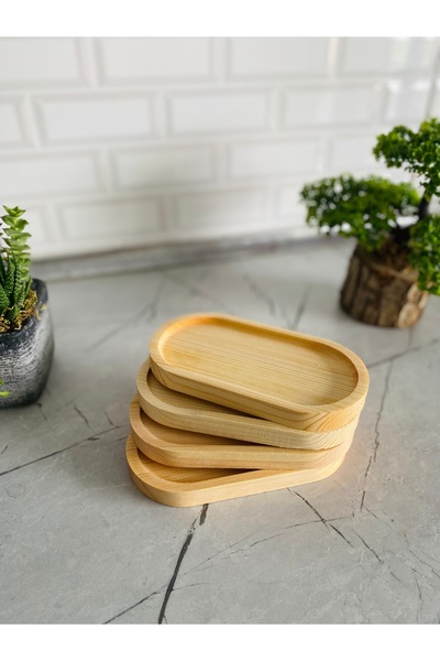 BTHGROUP 4 Pieces Wooden Serving Pot Oil Pot Tray - Breakfast Serving Board
