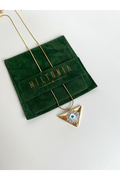 Miltonia Evil Eye Triangle Zircon Stone Steel Necklace