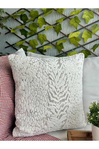 Decamor home Bohemian Embroidery Pattern Ecru Gray Throw Pillow Cover Pattern 5