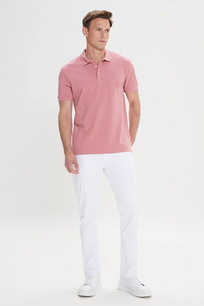 ALTINYILDIZ CLASSICS Ανδρικό κοντομάνικο μπλουζάκι Dusty Rose Slim Fit Slim με λαιμόκοψη 100% βαμβάκι