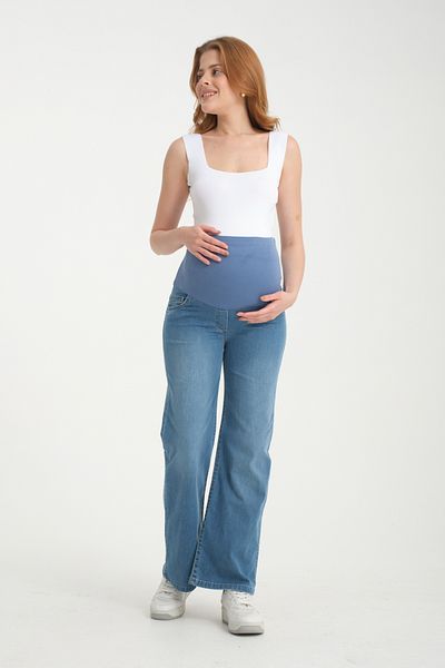KATLİN MATERNİTY WEAR Blugi de maternitate cu picioare late și lycra - Design cu talie reglabilă