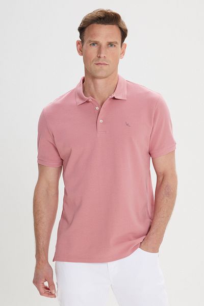 ALTINYILDIZ CLASSICS Ανδρικό κοντομάνικο μπλουζάκι Dusty Rose Slim Fit Slim με λαιμόκοψη 100% βαμβάκι