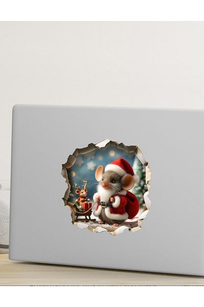 Sim Tasarım New Year Christmas Costumed Cute Mouse New Year Decorative Corridor Wall Glass Door Sticker