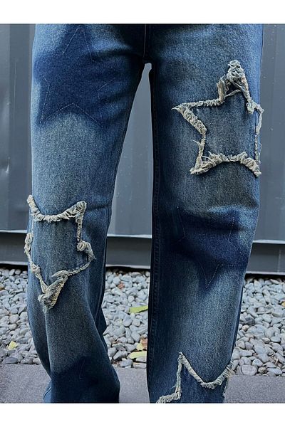 DENİKK Y2k ρετρό Unisex τζιν παντελόνι/stars Jean παντελόνι