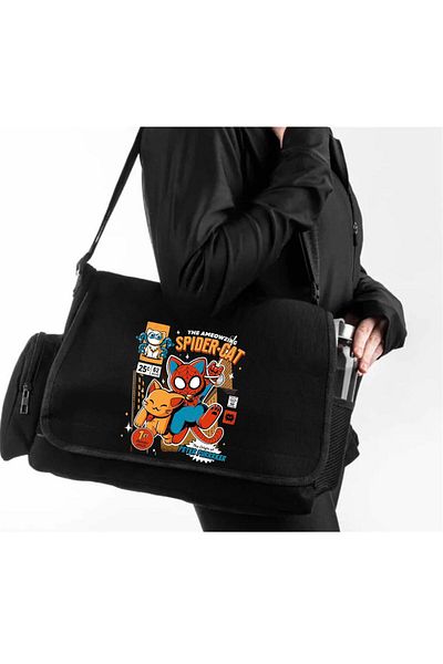 DEEFWEAR Geantă/geantă Messenger imprimată cu centură reglabilă și buzunare cu fermoar