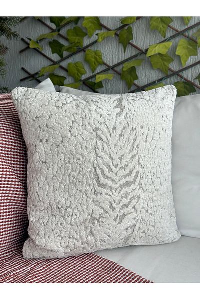 Decamor home Bohemian Embroidery Pattern Ecru Gray Throw Pillow Cover Pattern 5