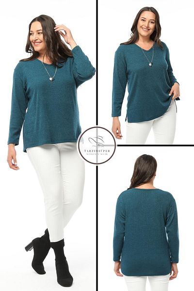 tarzımsüper New Season Soft Texture Comfort Model Mother Solid Color V-neck Knitwear Sweater with Large Size Necklace Gift