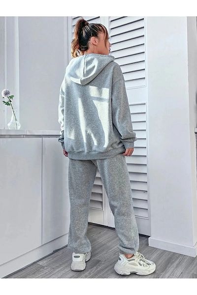 Machetta California Square Usa Printed Oversize 3 Thread Hooded Sweatpants Set.
