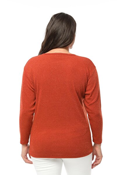 tarzımsüper Large Size Zippered Collar Comfort Model New Season Soft Textured V-Neck Stylish Daily Knitwear Sweater