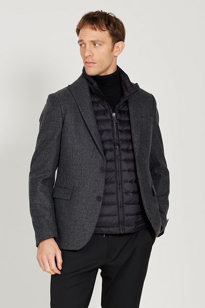 ALTINYILDIZ CLASSICS Ανδρικό μάλλινο μπουφάν Anthracite Slim Fit Slim Fit με γιακά χελιδονοουρά