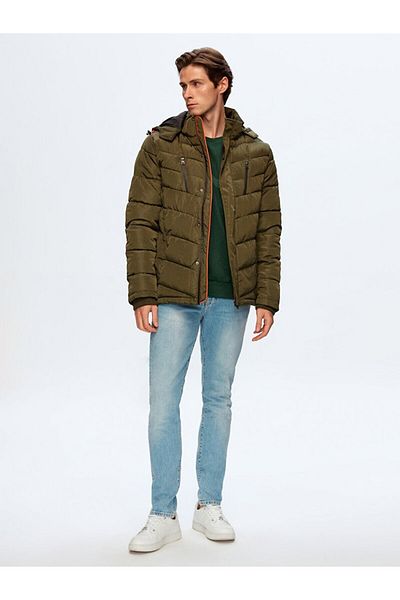 Ltb Hooded Green Puffer Jacket with Pockets