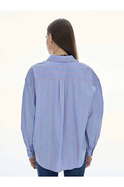 Ltb Striped Poplin Blue Shirt