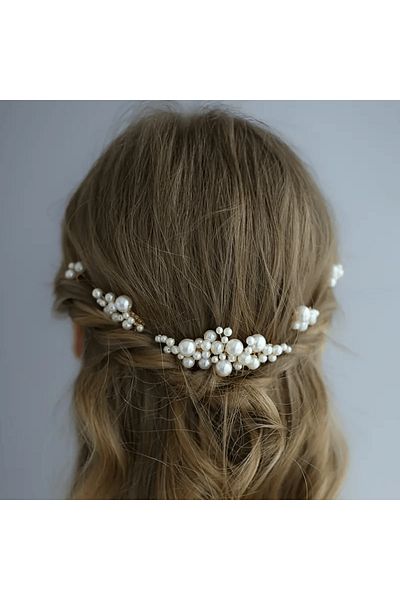 Eva Flore Bridal Engagement Maternity Hair Comb Hairpin with Pearls 5 Pieces