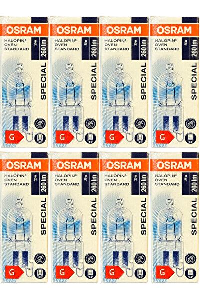 Osram Halopin Oven 25W 2700K (Sarı Işık) G9 Duylu Halojen Fırın Ampulü (8 Adet)