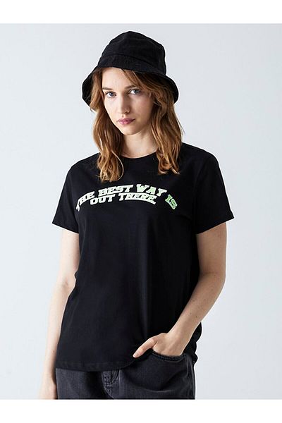 Ltb Slogan Printed Black T-shirt