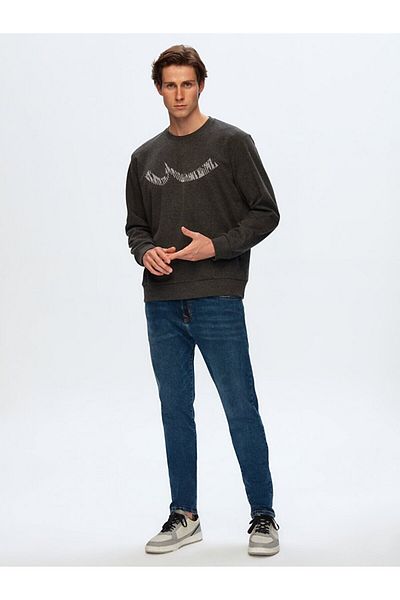 Ltb Logo Crew Neck Anthracite Sweatshirt
